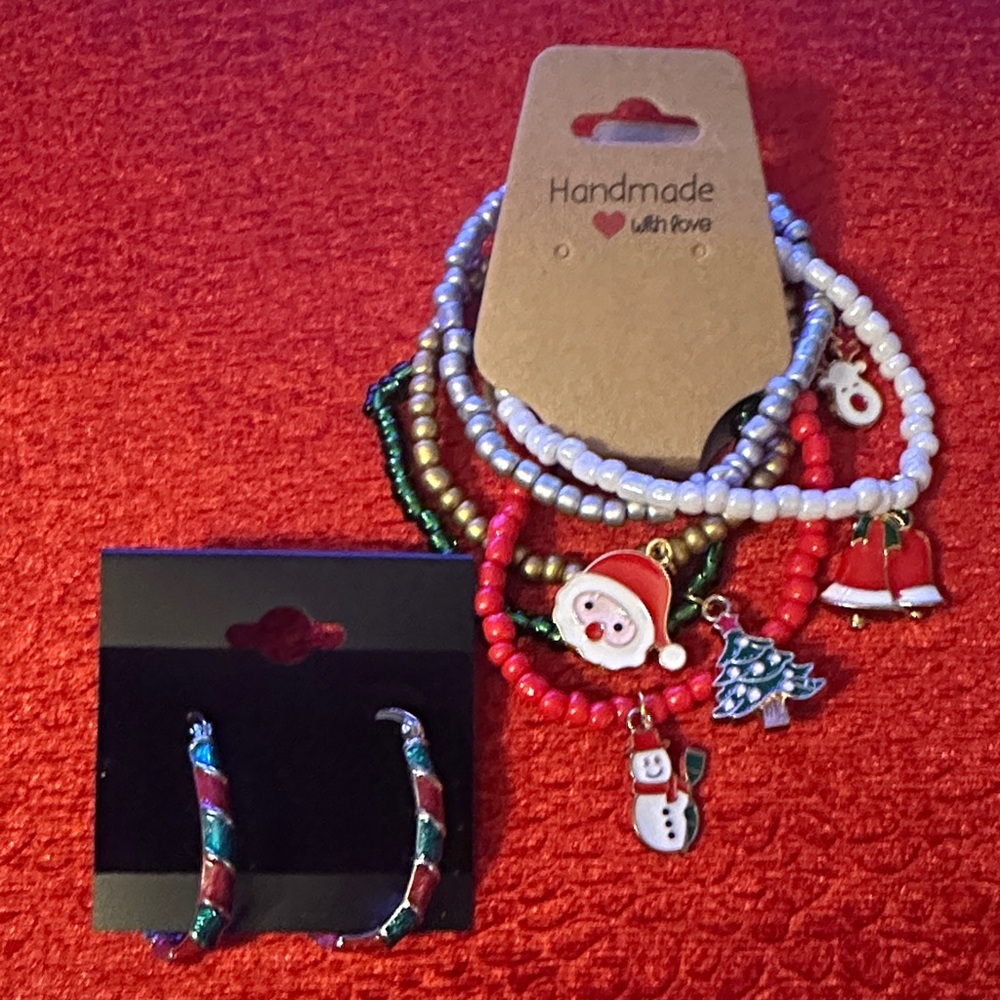 Festive Beaded Bracelet and Earring Set
